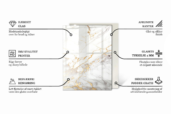 Dekorativna steklena mizna plošča z natisom Gladka bela barva