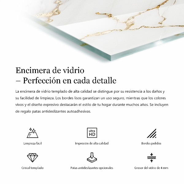 Pravokotna steklena mizna plošča z natisom Gladka črna barva