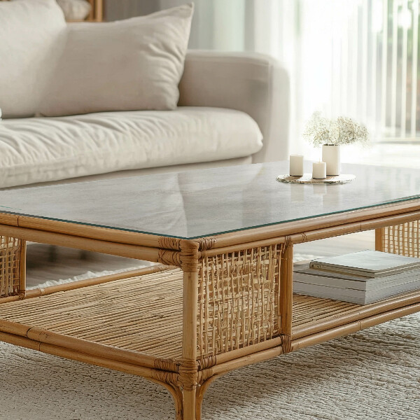 Pravokotna steklena mizna plošča z natisom Beton z razpokami