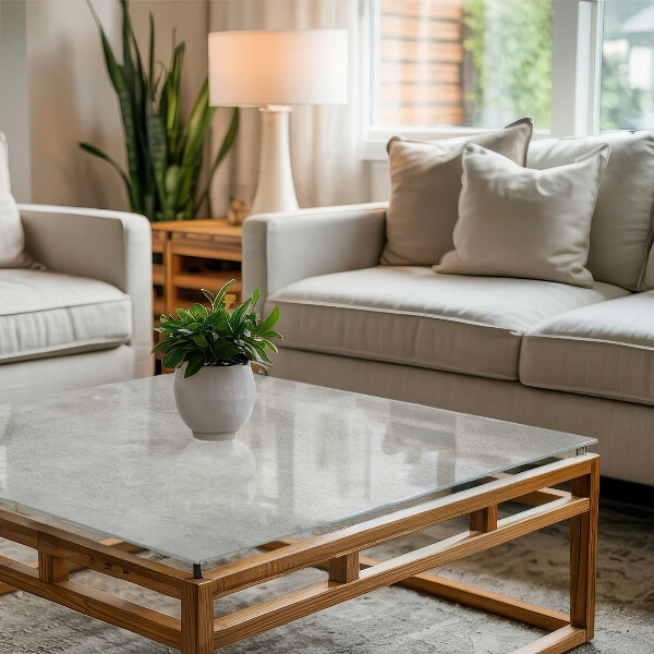 Pravokotna steklena mizna plošča z natisom Beton z razpokami