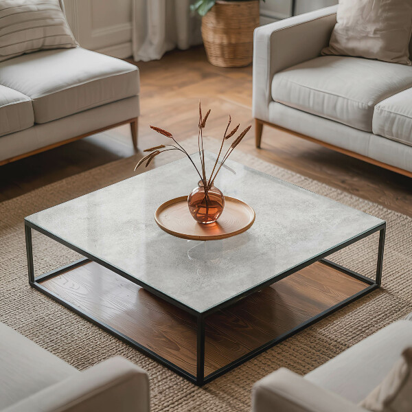 Pravokotna steklena mizna plošča z natisom Beton z razpokami