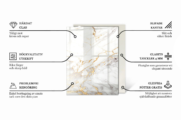 Pravokotna steklena mizna plošča z natisom Beton z razpokami