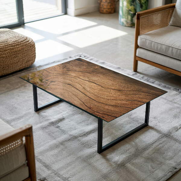 Pravokotna steklena mizna plošča Naravna lesena tekstura