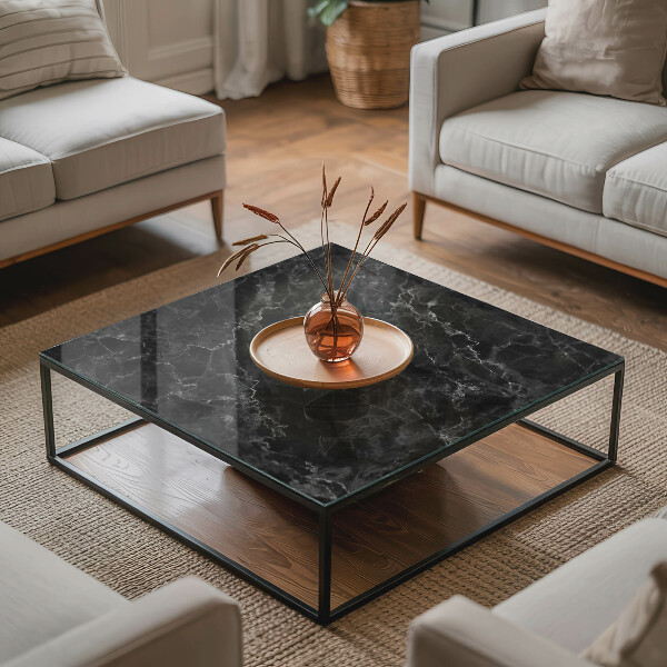 Pravokotna steklena mizna plošča z natisom Vzorec marmorja z žilami