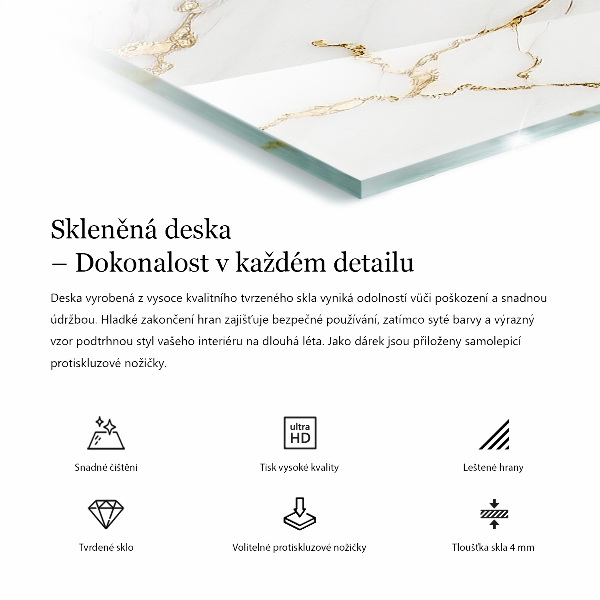 Dekorativna steklena mizna plošča z natisom Vzorec naravnega kamna