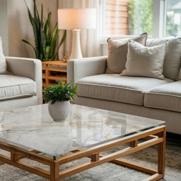 Pravokotna steklena mizna plošča z natisom Eleganten marmorni vzorec