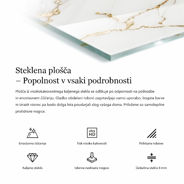 Dekorativna steklena mizna plošča z natisom Vzorec naravnega lesa in smole