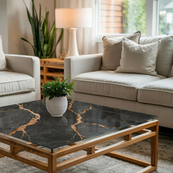 Pravokotna steklena mizna plošča Marmorni vzorec z nežnimi žilami