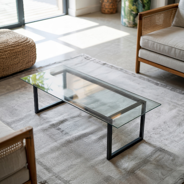 Pravokotna steklena mizna plošča prozoren