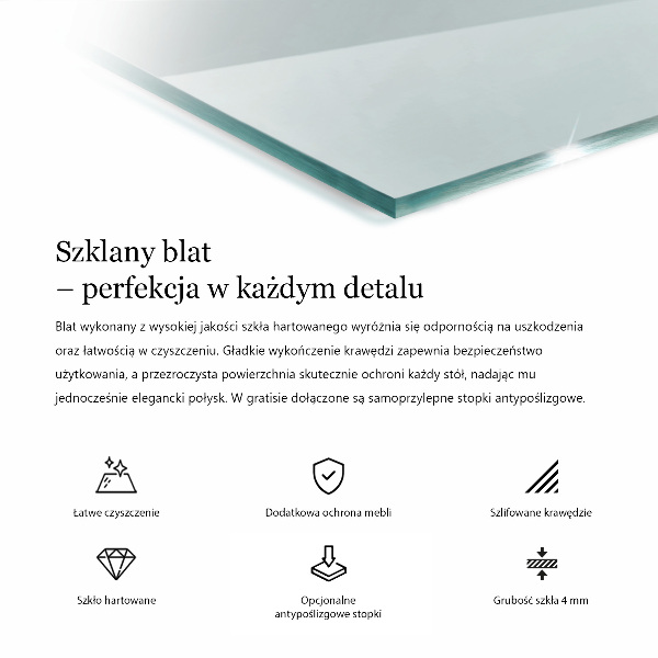 Pravokotna steklena mizna plošča prozoren