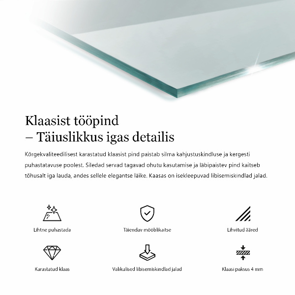 Pravokotna steklena mizna plošča prozoren