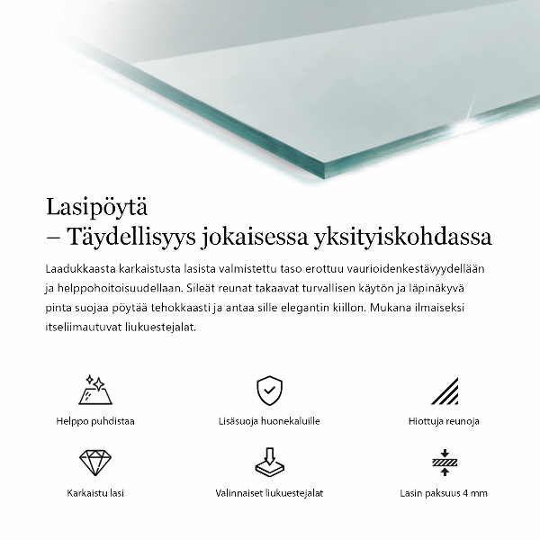 Pravokotna steklena mizna plošča prozoren