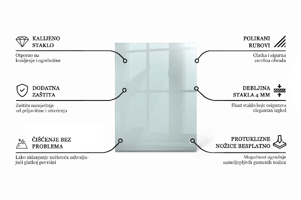 Pravokotna steklena mizna plošča prozoren