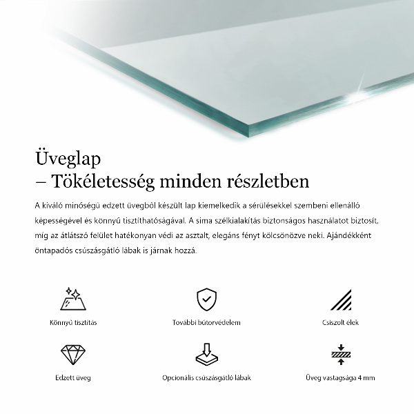 Pravokotna steklena mizna plošča prozoren