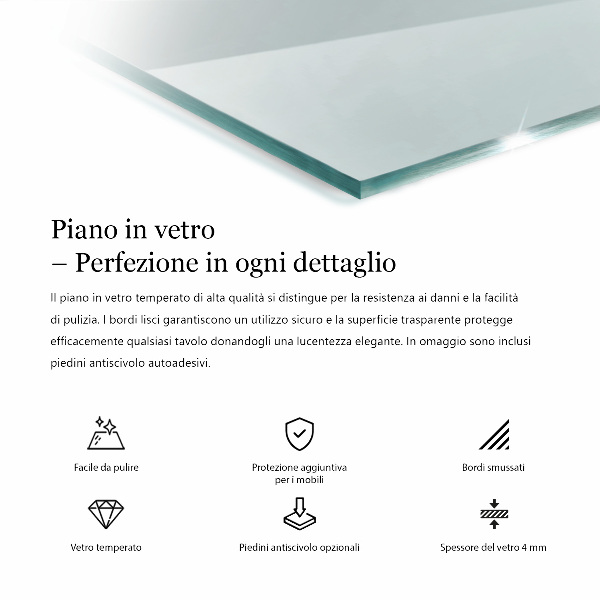 Pravokotna steklena mizna plošča prozoren