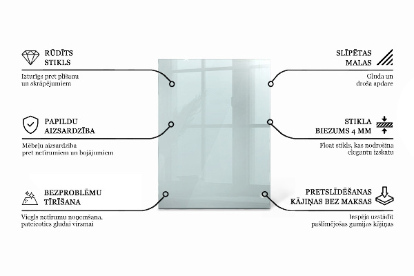 Pravokotna steklena mizna plošča prozoren