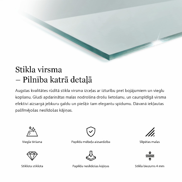 Pravokotna steklena mizna plošča prozoren