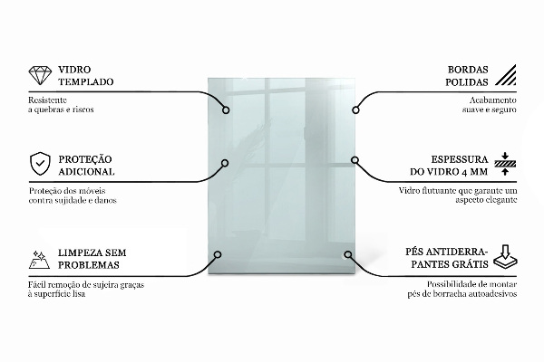 Pravokotna steklena mizna plošča prozoren