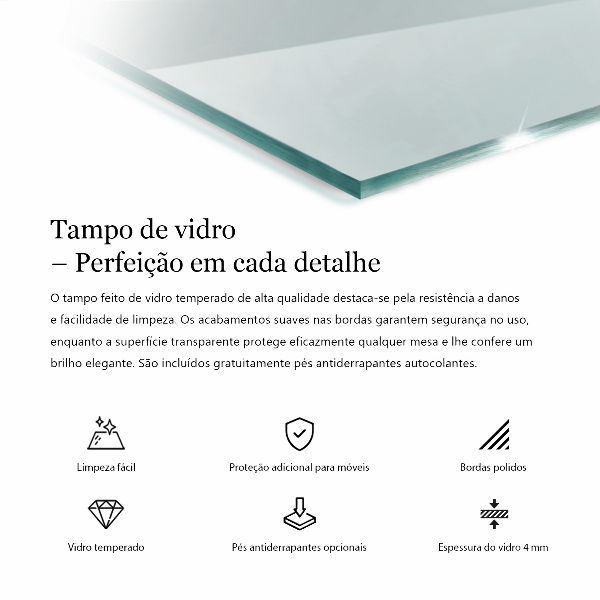 Pravokotna steklena mizna plošča prozoren