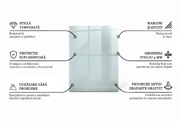 Pravokotna steklena mizna plošča prozoren