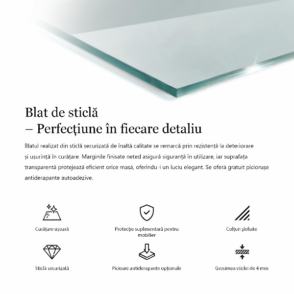 Pravokotna steklena mizna plošča prozoren