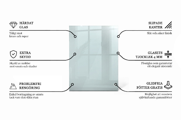 Pravokotna steklena mizna plošča prozoren