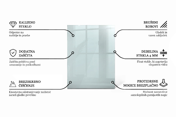Pravokotna steklena mizna plošča prozoren