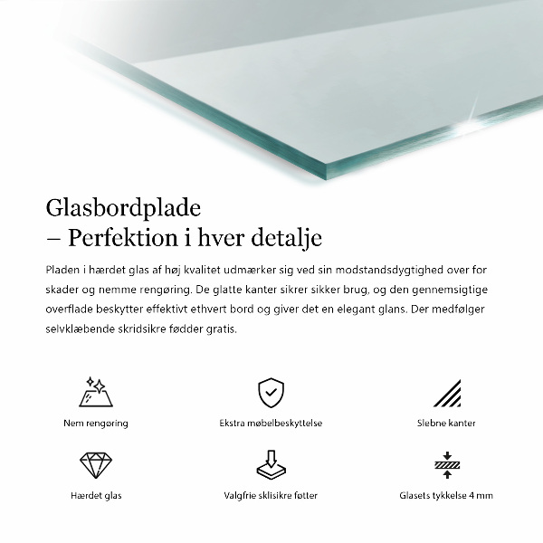 Pravokotna steklena mizna plošča prozoren