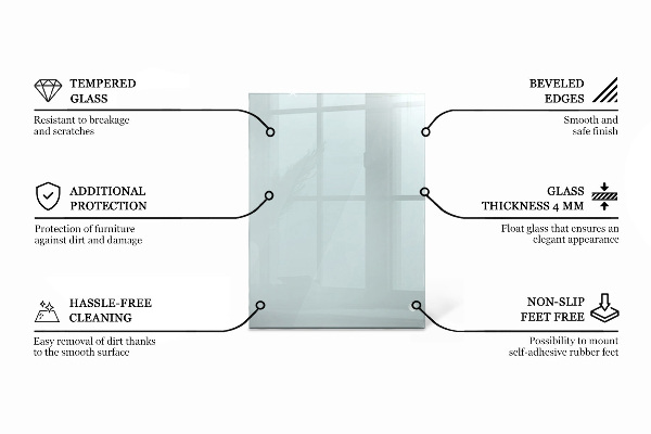 Pravokotna steklena mizna plošča prozoren