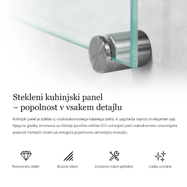 Stenska plošča za kuhinjo prozoren 100x70 cm